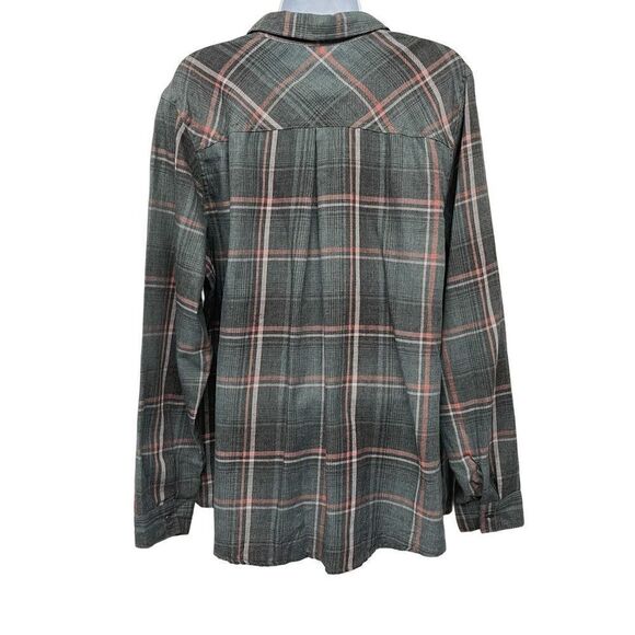2/$30 Maurices Distressed Plaid Long Sleeve Button Up Lightweight Shirt Top 1 - Picture 3 of 9